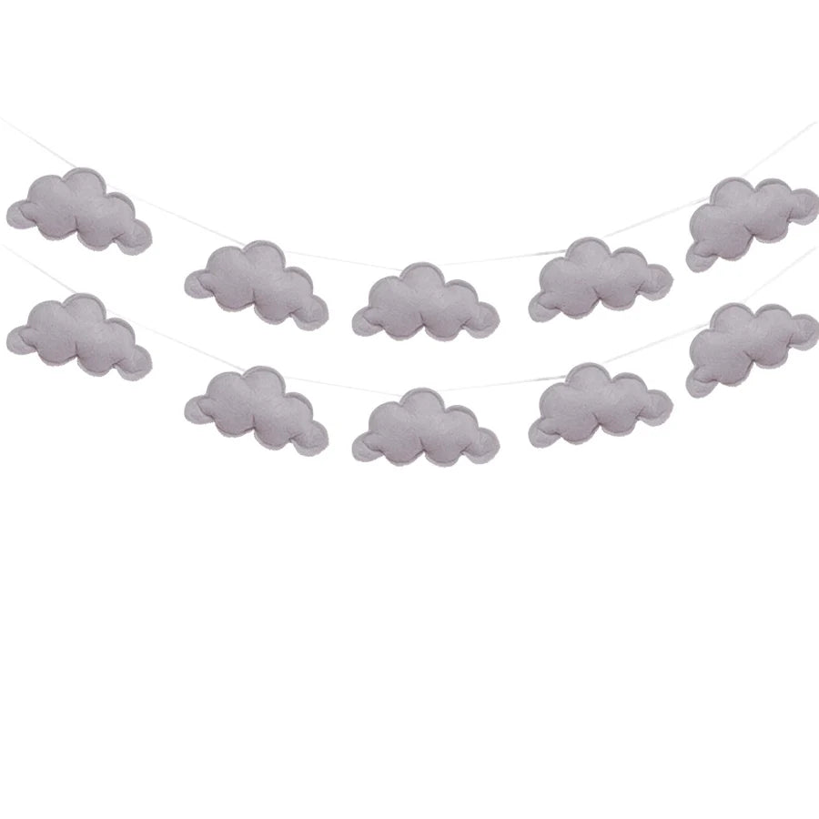 Ins Nordic Felt Cloud String Wall Hanging Decor Set 2 Piece Model Cloud String For Home Decor