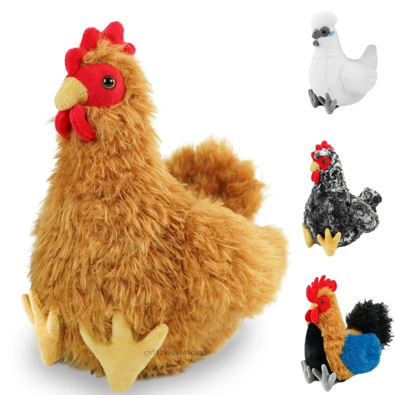 2026 New Simulation Chubby Rooster Hen Black-bone Chicken Fluffy Simulation Animal Poultry Stuffed Soft Lifelike Huggable Pillow