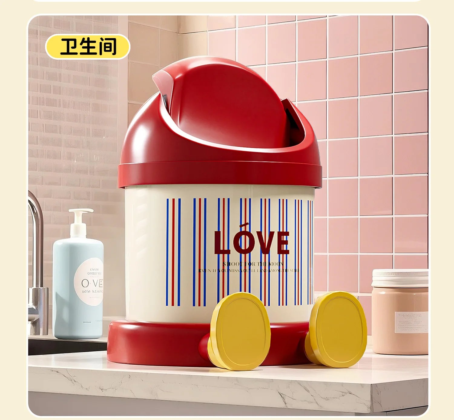 Desktop Trash Can Mini Cute Garbage Basket with Lid Household Garbage Bins Storage Bin Storage Box for Office Bedroom Dormitory