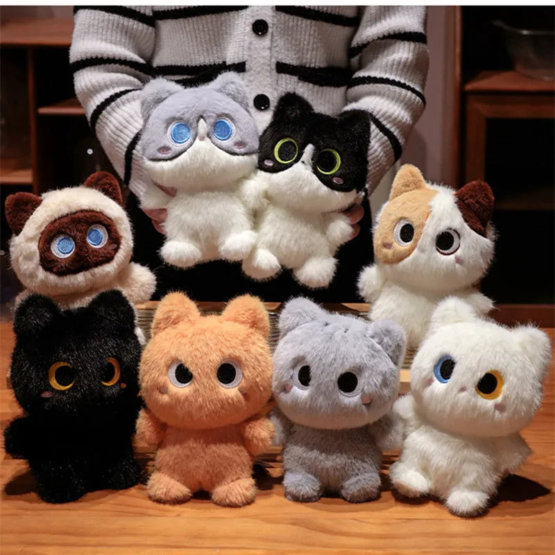 20CM Soft Siamese Cat Stuffed Plush Toy Orange & Black Kitten Animal Doll Cute Birthday Gift for Kids
