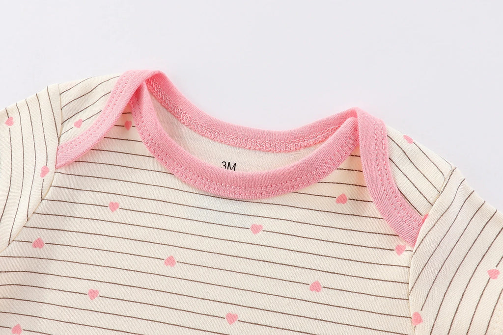 3-Piece Cartoon Unisex Baby Bodysuits Short Sleeves 0-12Months Babe Onesies 100%Cotton Infant Outfits