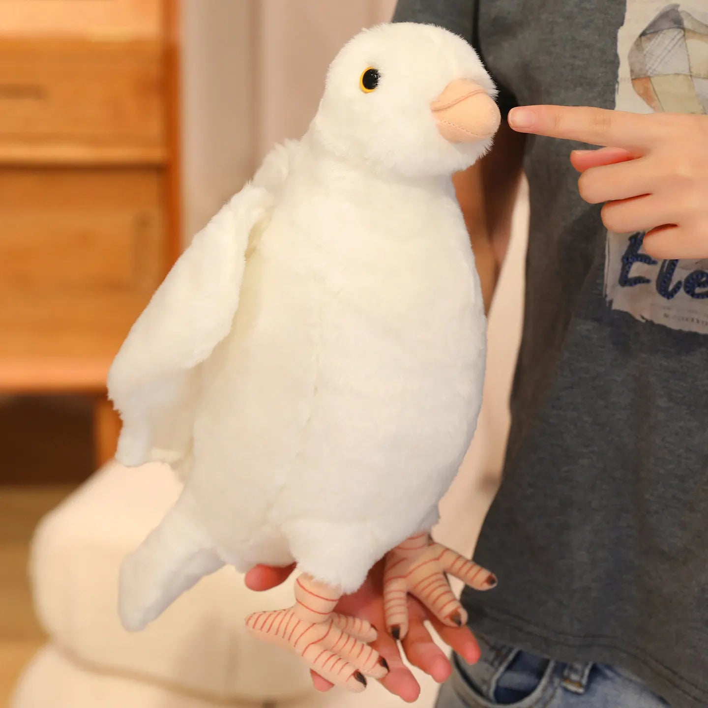 Grey White Simulation Pigeon Plush Toy Peace Dove Stuffed Animal Doll for Kids Home Decor And Photography Props