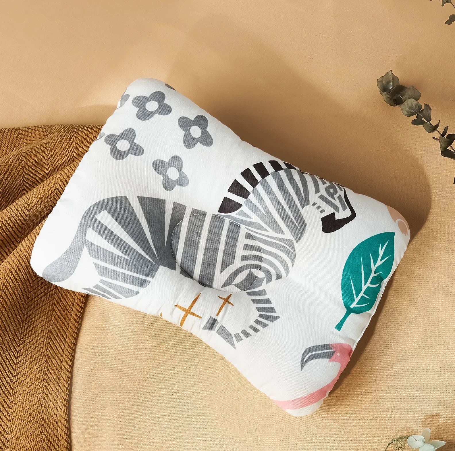 INSULAR Infant Head Pillow For Babies Baby Design Breathable Cotton Cushion Head Support