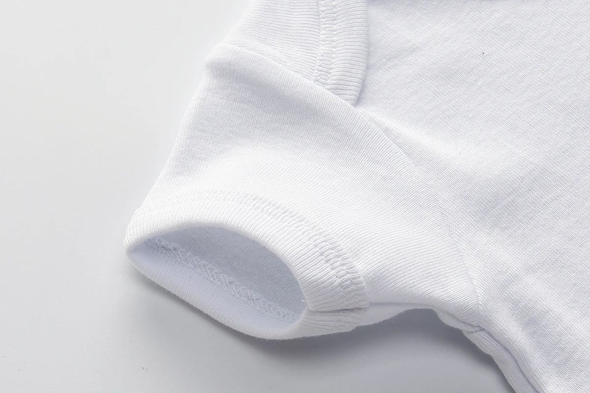 Pure White Five-Piece Unisex Short Sleeve Triangle Romper Baby Bodysuits 0-12 Months Summer Clothes for Boys And Girls