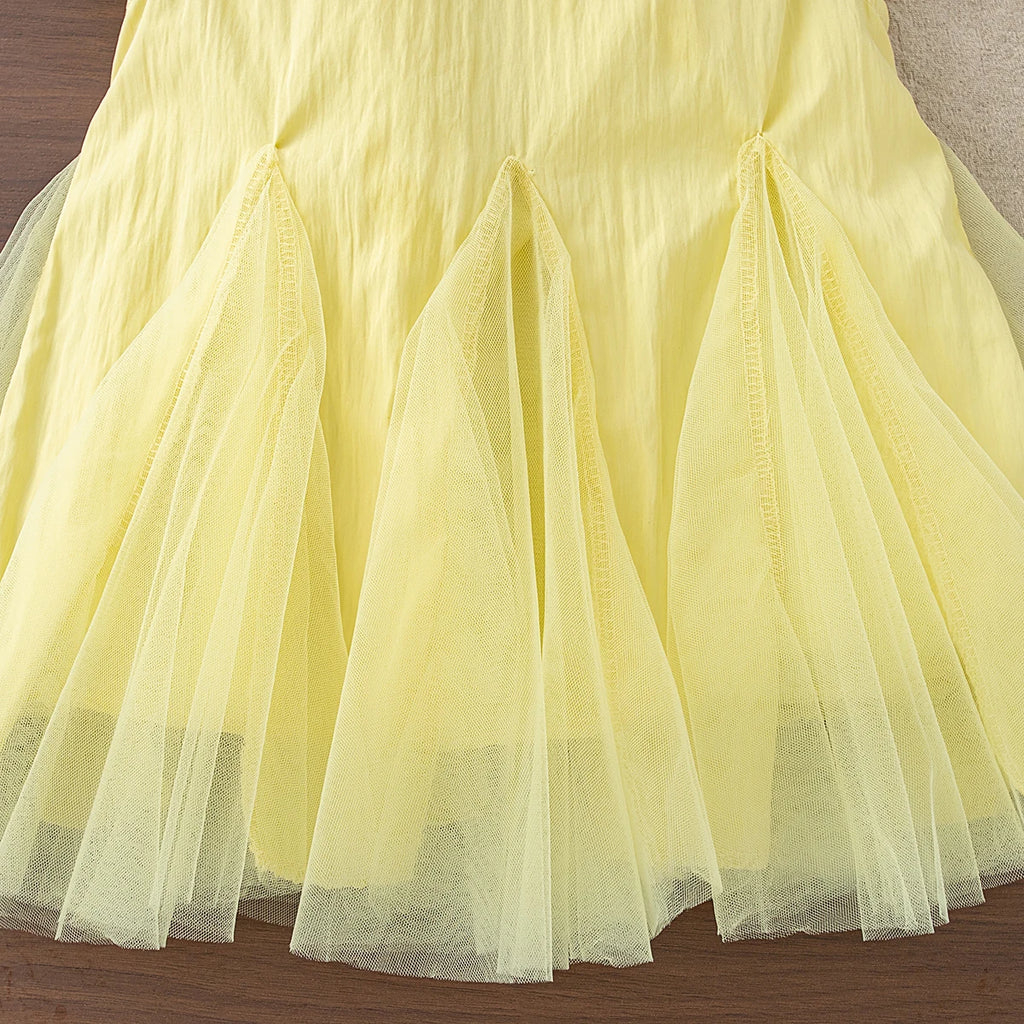 Summer New Baby Girl Yellow Dress Beautiful Flower Children'S Sleeveless Clothes (9 Months -4 Years Old)