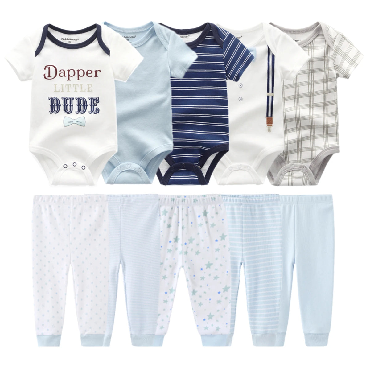 Cartoon Cute Baby Clothing Set for Newborns Bodysuits and Pants Four Seasons 10 Pack
