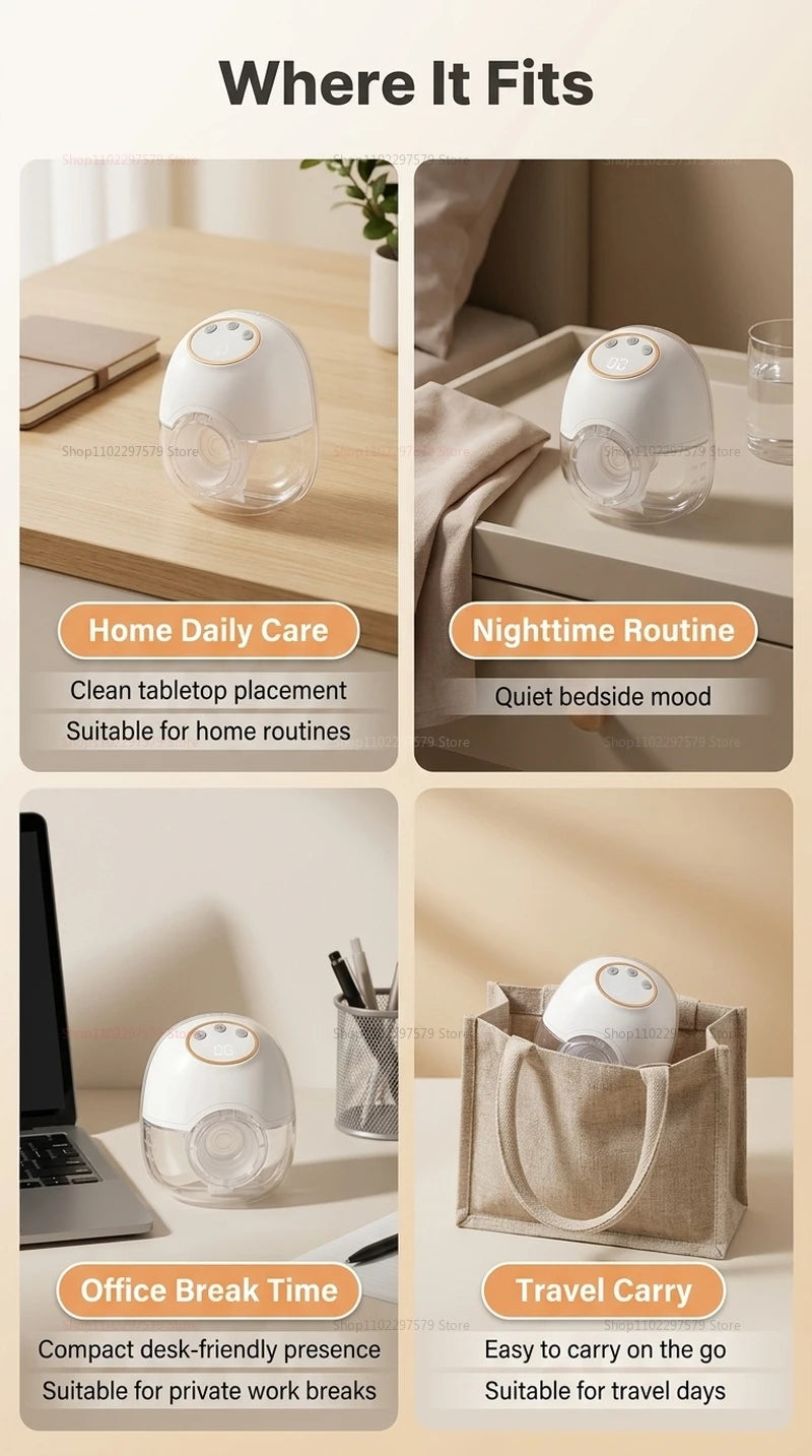 1PCS Wearable Electric Breast Pump Hand Free Low Noise Portable Breast Milk Collector Anti Backflow Comfort Breast Pump BPA-free