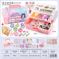 Guka DIY Craft Box for Girls Cream Glue Sticker Card Making Kit with Hair Clips Keychains Creative Handmade Birthday Gift Kit