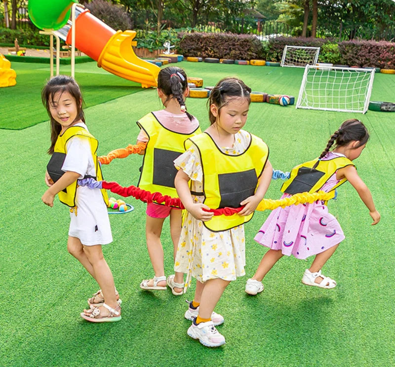 Elastic Rainbow Rope Stretchy Band Running Pull Circle Outdoor Team Sports Kindergarten Physical Training Equipment Outdoor Toy