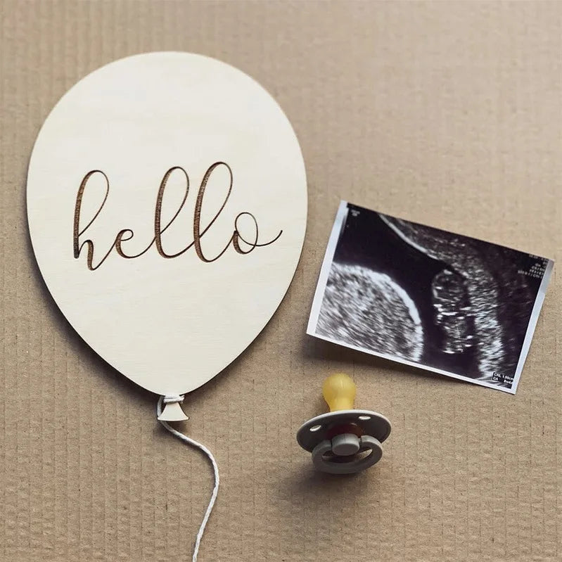 Wooden Balloon Wall Hanging Decor - 15cm Nursery Ornament.