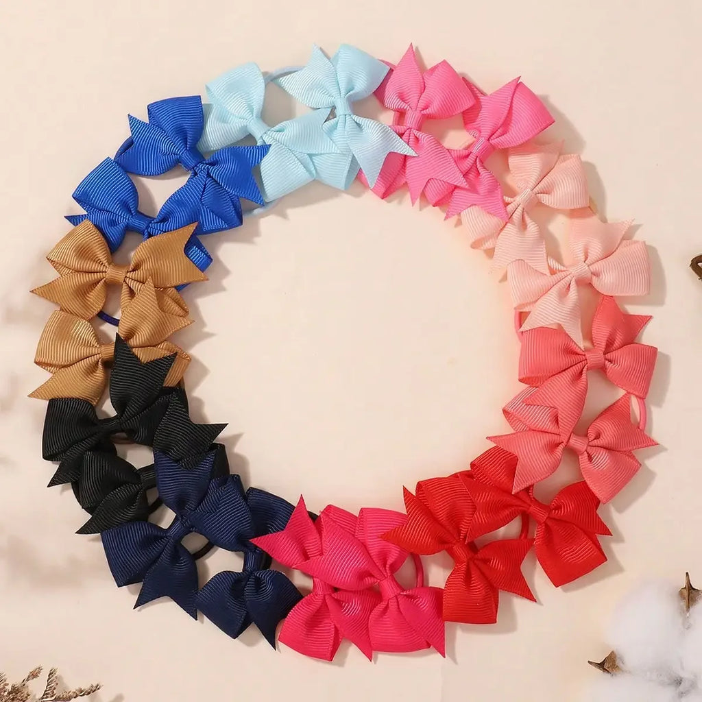 20Pcs/lot 2.1-Inch Lovely Bowknot Hairband Ribbon Head Rope Kids Hair Accessories Boutique Headwear for Girls Wholesale Gift