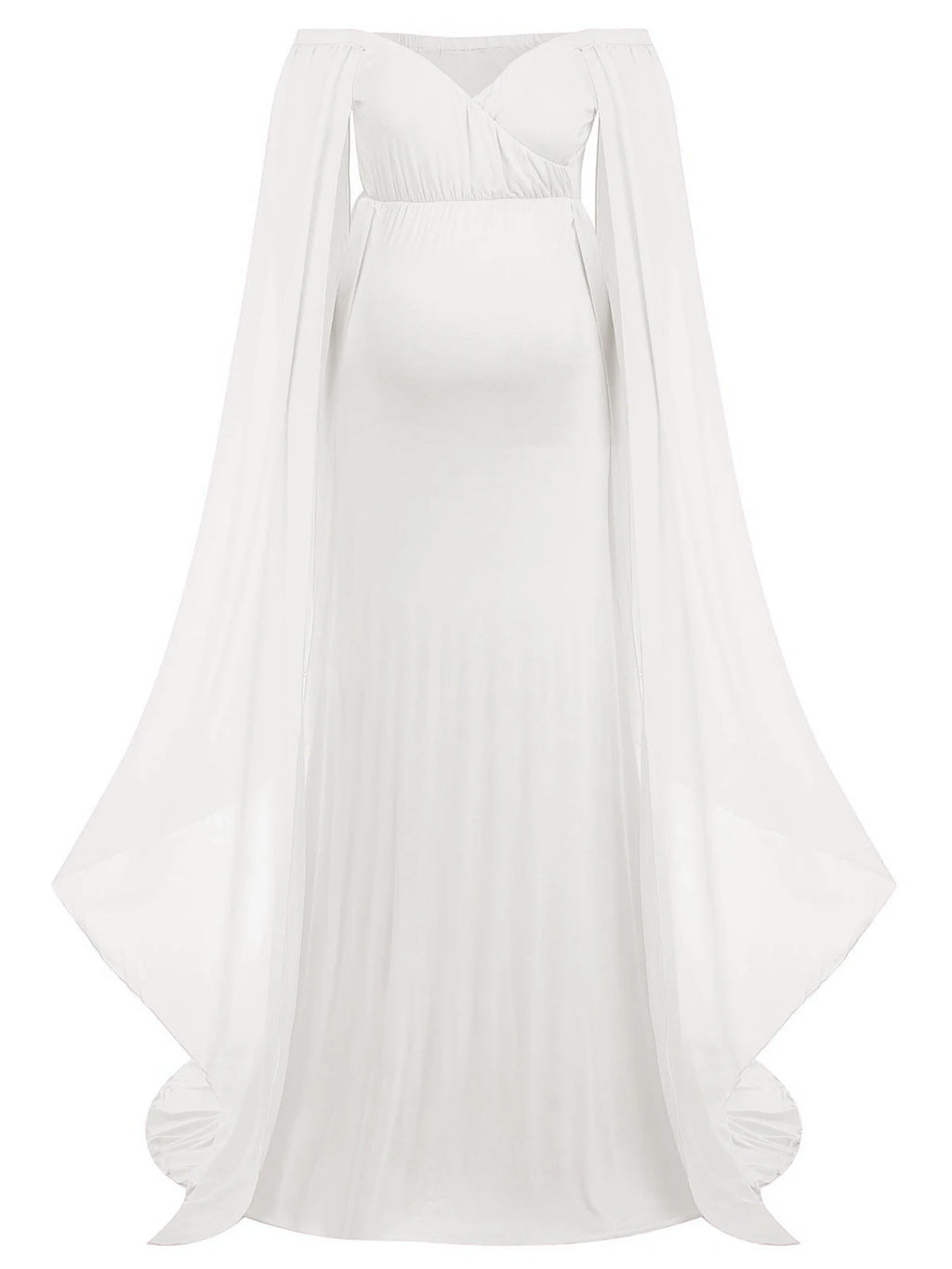 Maternity Long Dress With Shawl Trailing Women's Robe Floating Sleeves for Baby Shower Maternity Photo Shoot