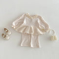 Girls' Fashion Set 2026 Korean Style Spring-Autumn Net Scarfed Bowknot baby Shirt with Flared Pants - Girls' Two-Piece Set