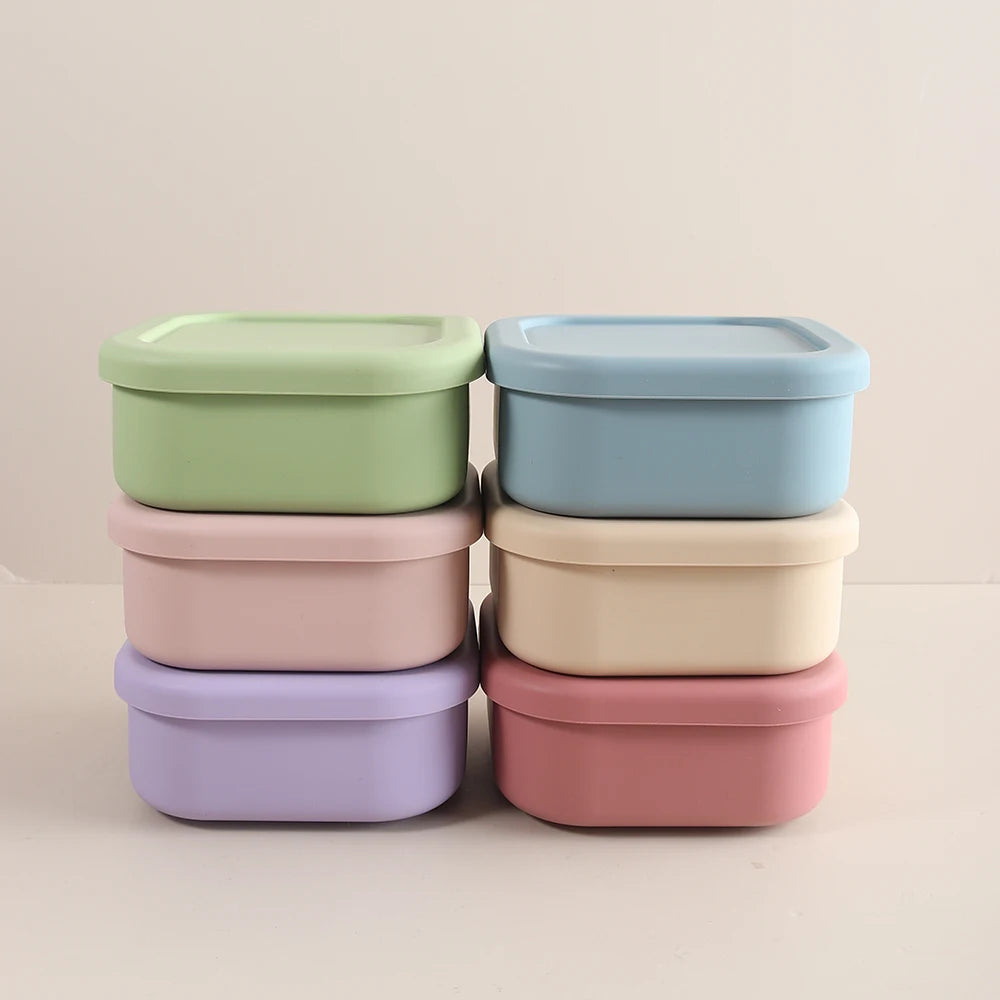 Custom Name or Pattern 1pc Food Grade Silicone Baby Food Storage Container, 510ml Leak-Proof Snack Box, School Lunch Box