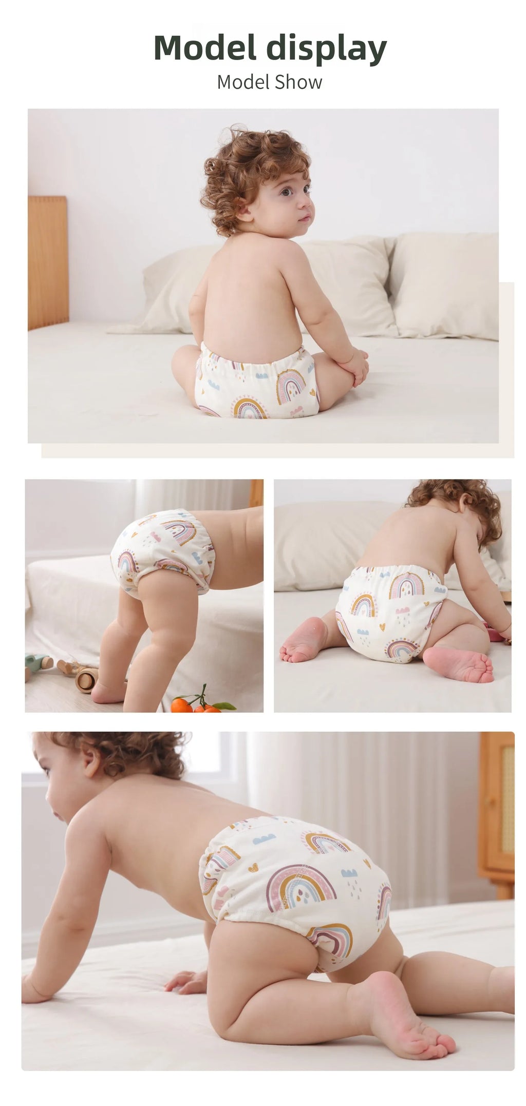 6 Layer Waterproof Reusable Cotton Baby Training Pants Infant Shorts Underwear Cloth Baby Diaper Nappies Panties Nappy Changing