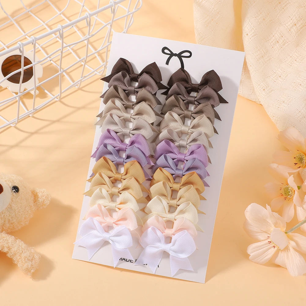 24Pcs 2-inch Hair Bows Clips for Girls Classic Ribbon Bowbot Pigtail Hairgrip Kids Hair Accessories Children's Headwear