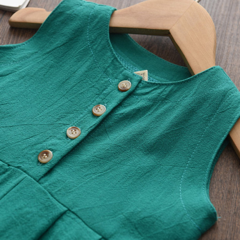 Bear Leader Kids Girls Jumpsuits 2023 New Fashion Girl Baby Casual Bodysuits Children Solid Costumes Sleeveless Clothing 3-7Y