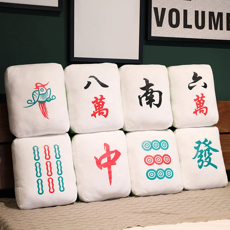 Hot 1pc Creative Mahjong Pillow Cushion Chinese Plush Toy Car Chair Backrest Mahjong Dice Funny Nap Pillow Sofa Home Decor Gift