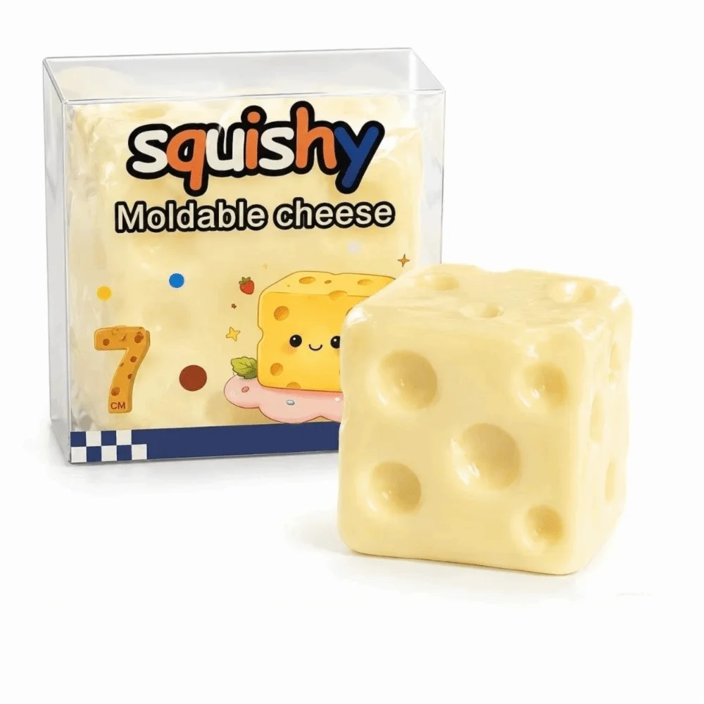 Slow Rising Cheese Squishy Toy Slow Rebound Soft Cheese Shape Squishy Toy Stretchy Moldable Simulated Butter Squeeze Toy