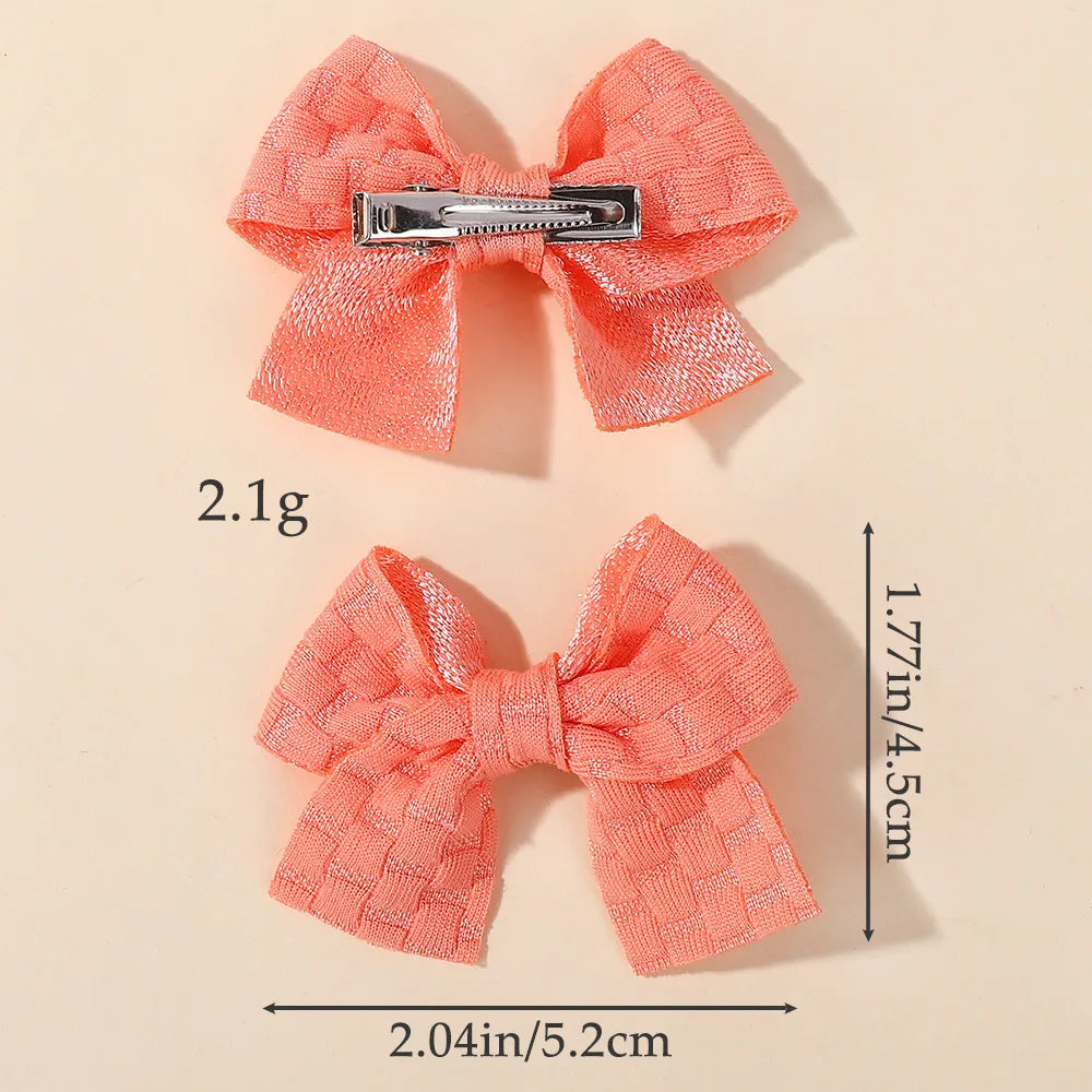 Random Color 40pcs Lattice Hair Bows Hair Clips for Girls Hairpin Handmade Bows Barrettes Headwear Children Hair Accessories