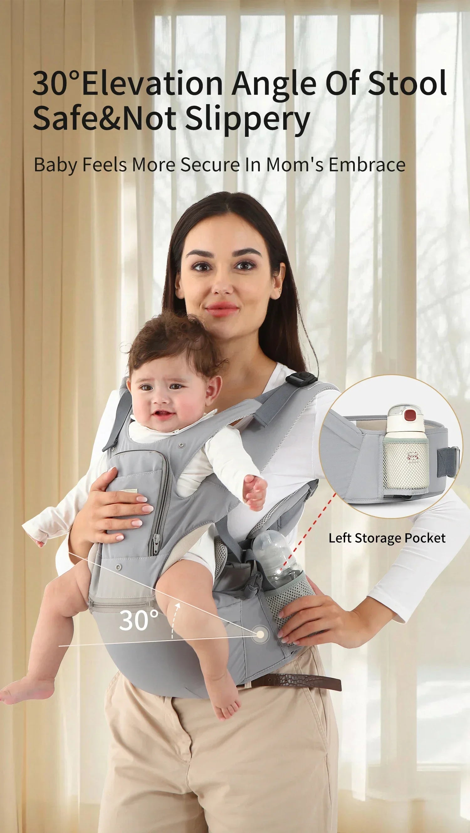 INSULAR 3 In 1 Baby Carrier Multi-functional Child Waist Stool Breathable Waist Stool With Hip Seat Front Hold Portable 0-2Y