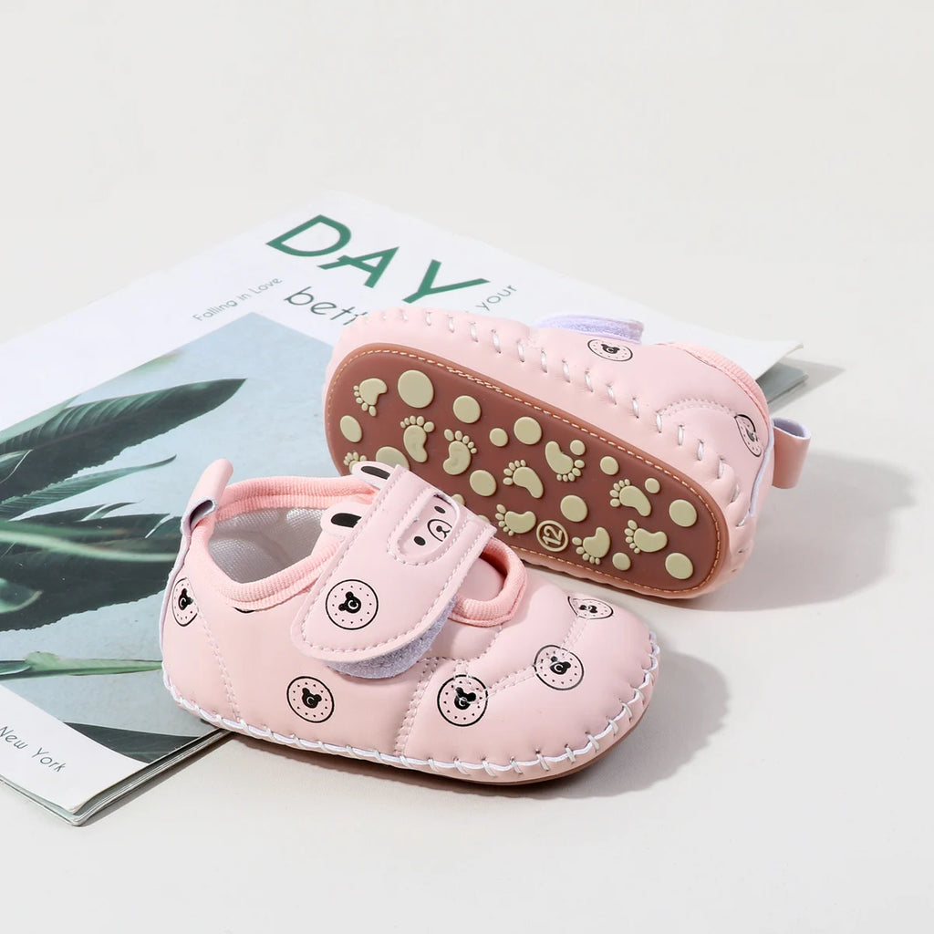 Spring And Autumn Baby Boy's And Girl's First Walking Toddler Shoes 0-18 Months Baby Unisex Sneaker Hook-loop Design
