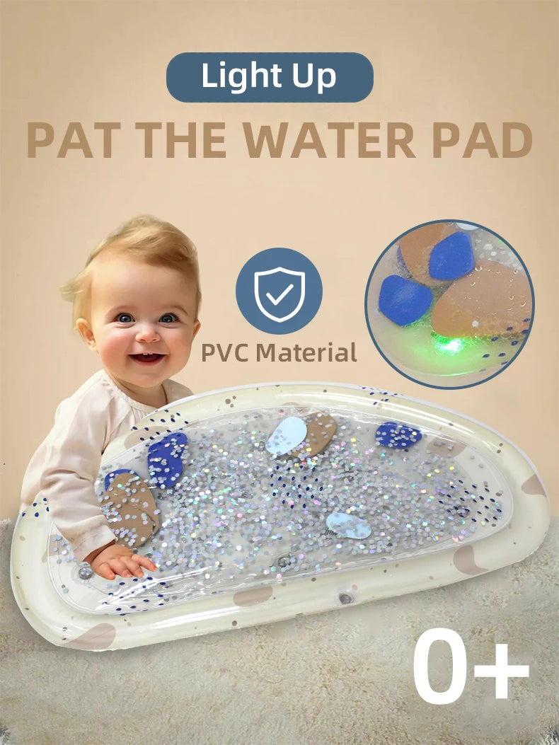 LED Light Up Baby Water Play Mat Inflatable Sensory Water Mat for Infants Toddlers Tummy Time Playmat
