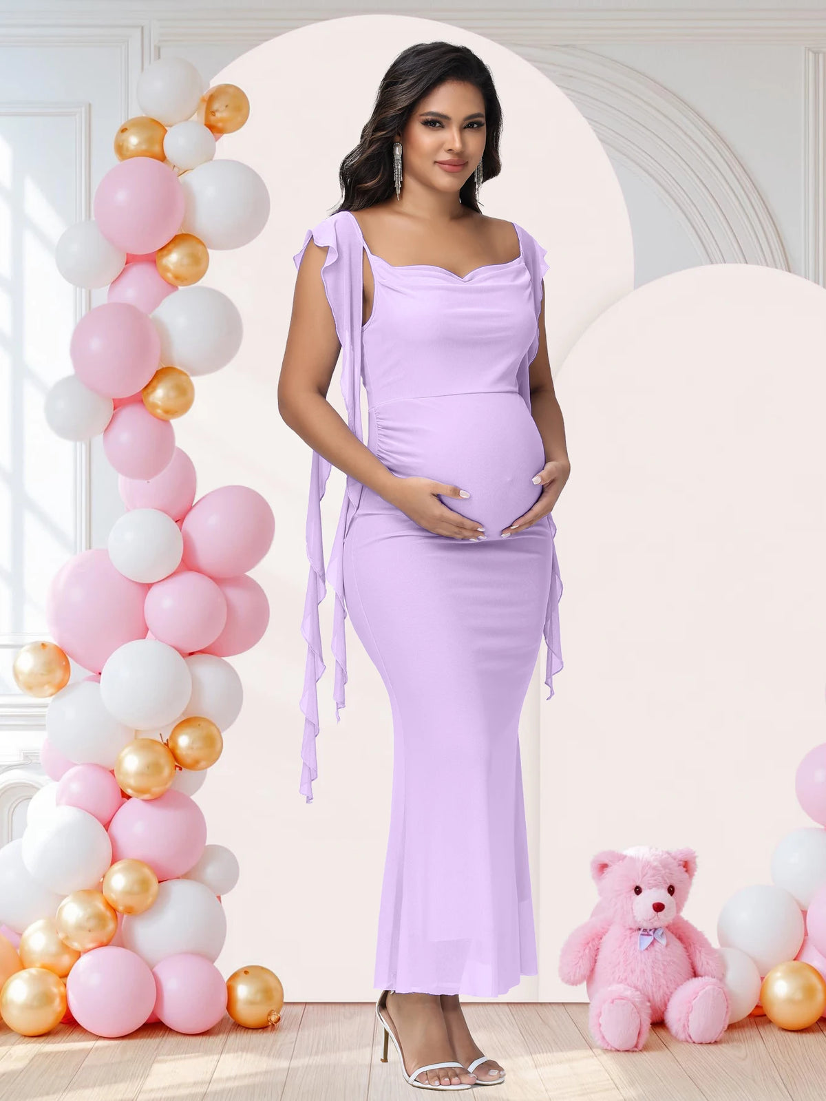 Maternity Photography Dress Summer Sleeveless Backless Gown Model MPP-01 for Baby Shower Photoshoot