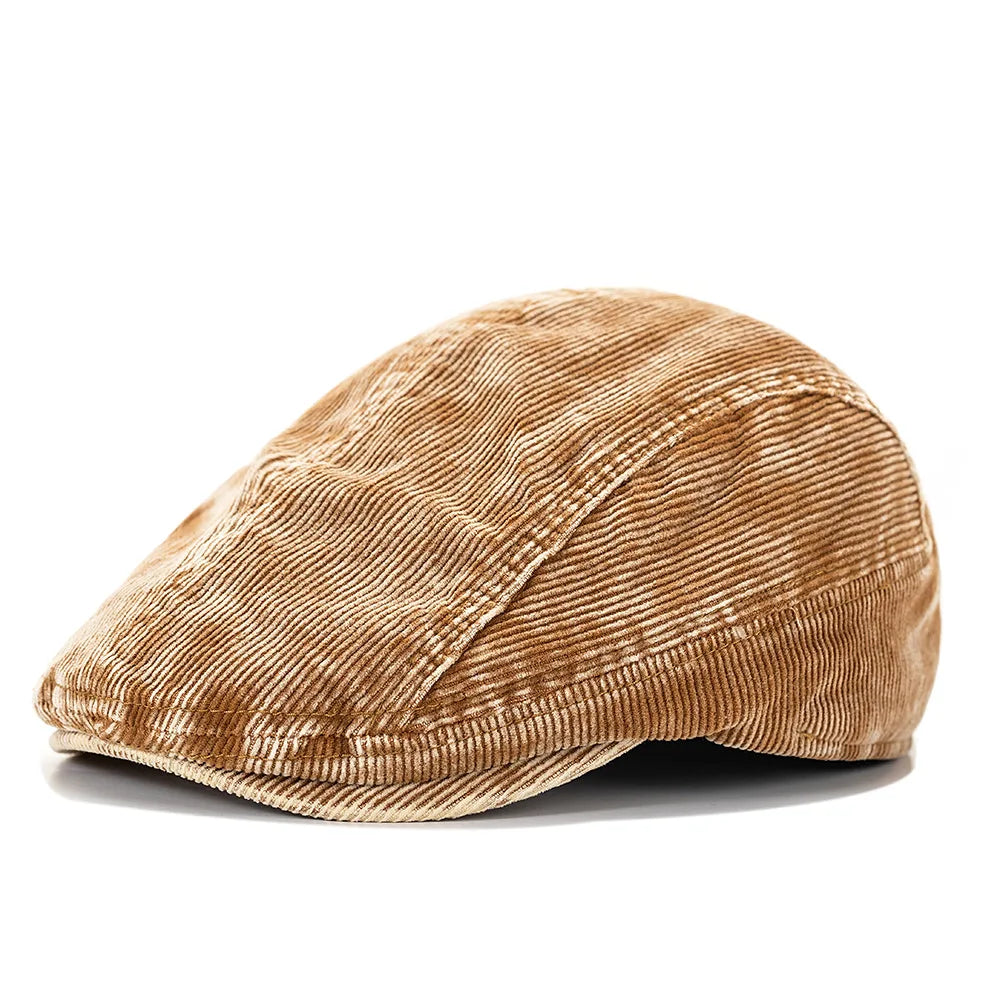 American Retro Tie-Dye Reversible Corduroy Duckbill Cap Womens Fashion Hat With Washed Fabric