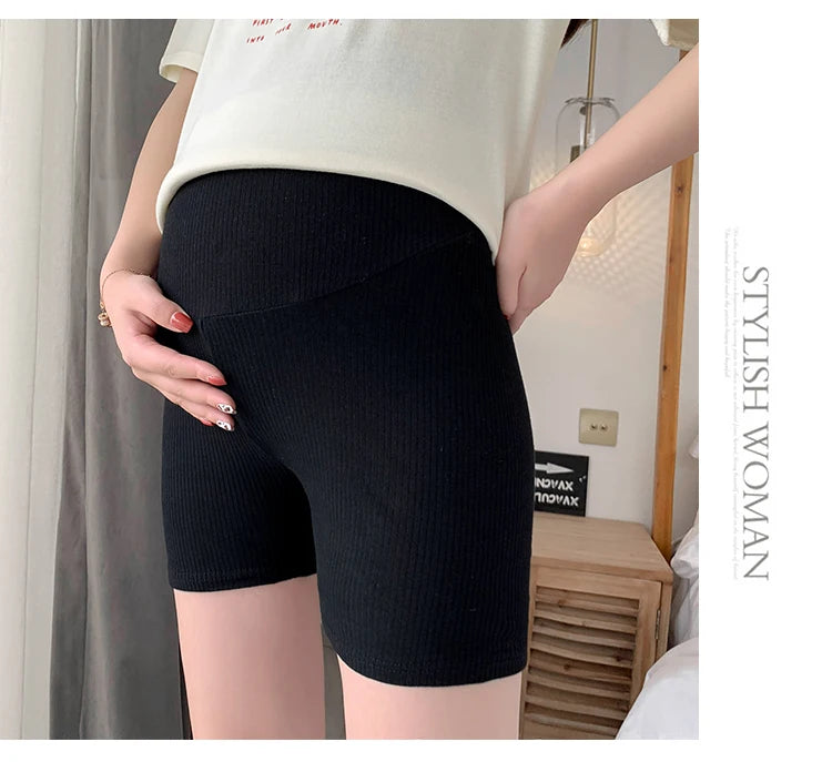Pregnant Women Summer Pants Comfortable Cotton Trousers Letters Embroidery Pregnancy Short Leggings Slim Stripe Maternity Shorts
