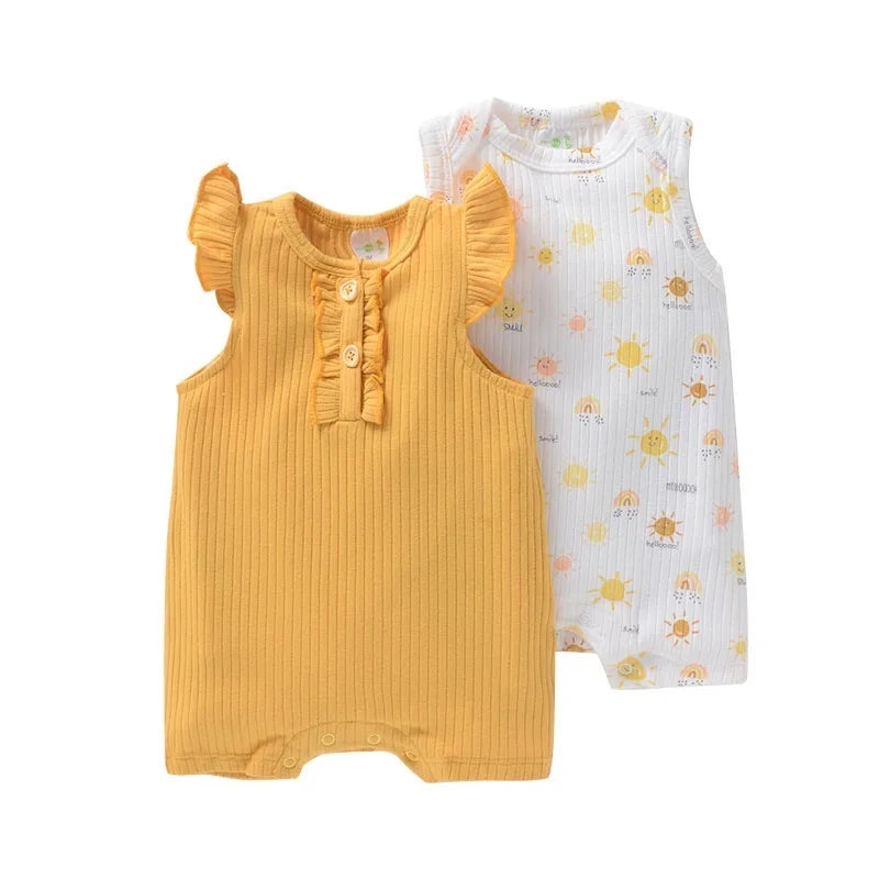 Summer Infant Sleeveless Baby Bodysuits 2 Pack for Newborn Girls Onesies Easy Care