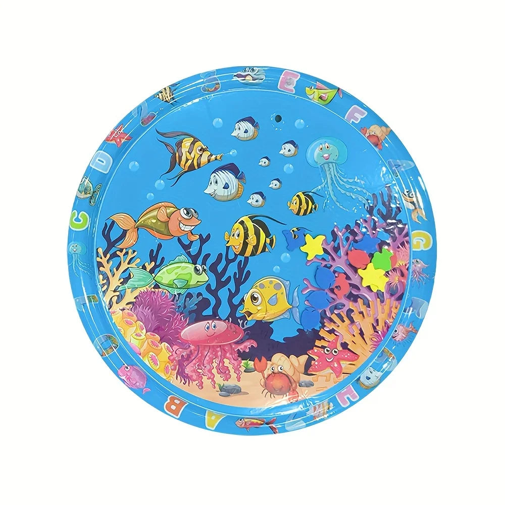 90cm/35.43inch Circular Clownfish Inflatable PVC Baby Playing Water Mat Toddler Pad Kids Early Education Tummy Time Activity Toy