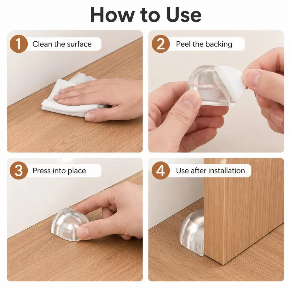 1-8pcs Transparent Silicone Door Stopper Self Adhesive Wall Protector Rubber Bumper Pad For Door Handle Cabinet Corner Furniture