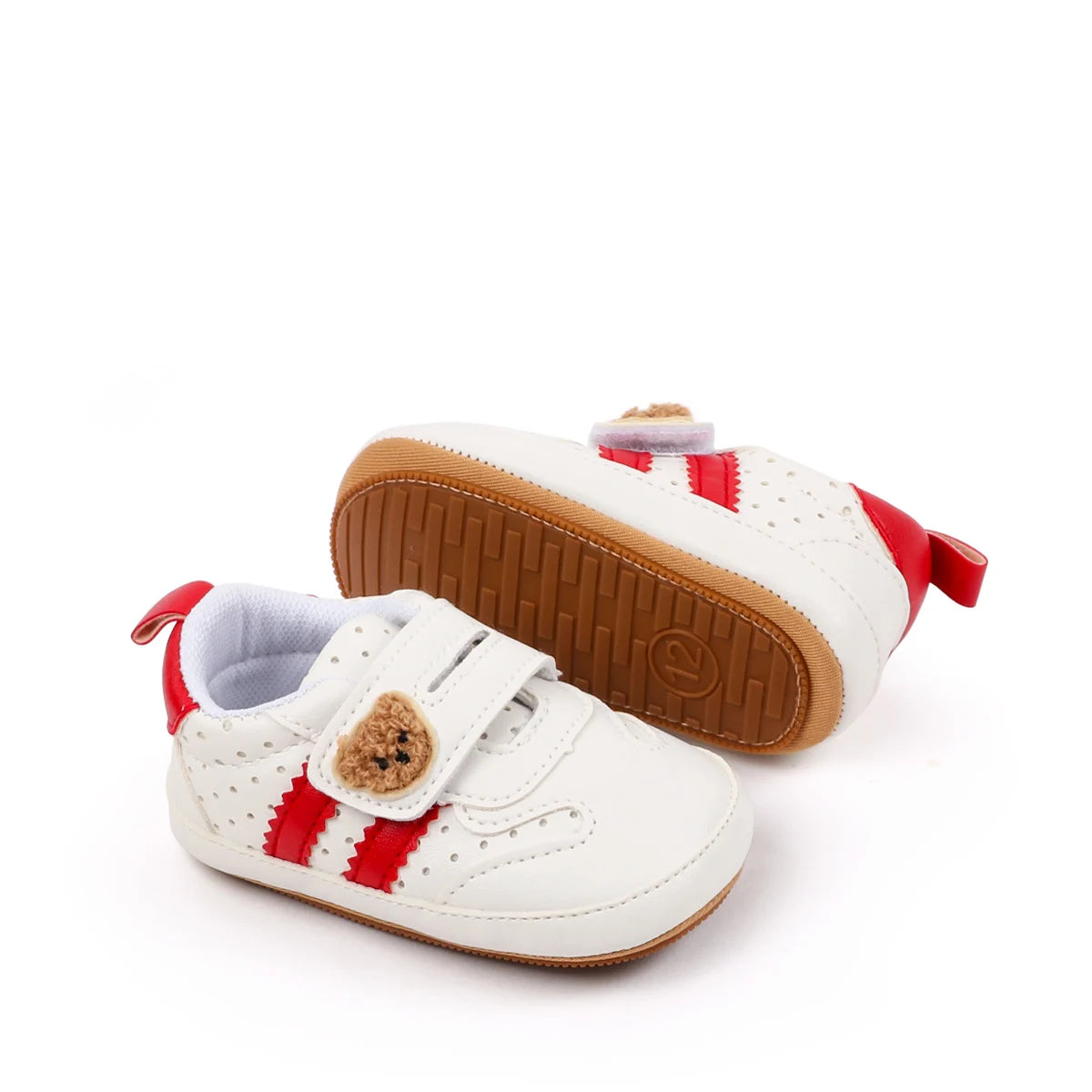 2025 0-18 Months Baby Boys Girls Sneakers Cute Bear Embroidery Infant First Walking Shoes Non-Skid Athletic Shoes