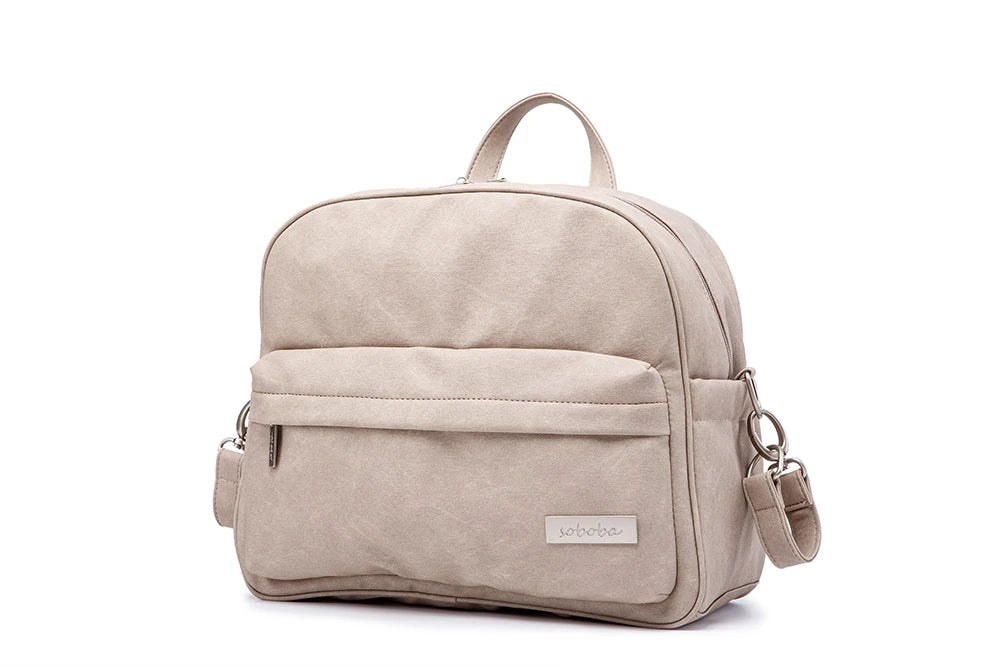 Soboba Solid Fashion Diaper Backpack for Baby Care Waterproof Multi-function Nappy Changing Bag for Mother Stylish Diaper Bags