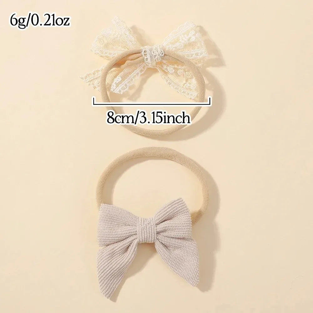 5Pcs Baby Flower Lace Bow Headband Elastic Nylon Newborn Head Band for Girl Infant Toddler Soft Hair Accessories Set