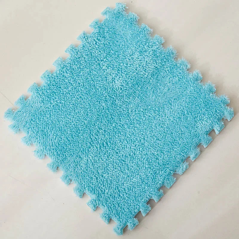 Soft Plush Kids Play Mat 30x30cm Interlocking EVA Foam Tiles Puzzle Carpet For Babies And Toddlers 10 Pieces