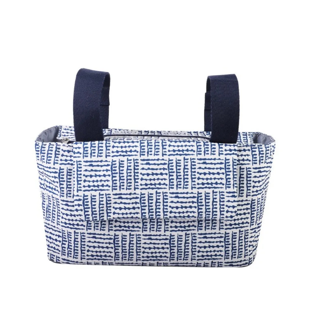 Stroller Storage Bag Oxford Cloth Large Capacity With Multiple Pockets Magnetic Button 32x19x13cm