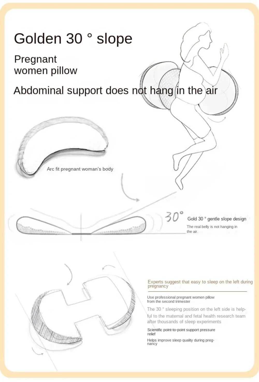 Pregnant Women's Waist Pillow U Shaped Soft Maternity Pillow Comfort Abdominal Support Pregnancy Cushion Sleeping Cushion