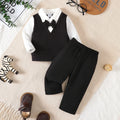 2Pcs Boy Baby Set Lapel Collar Color blocked Top and Pants Fashion Set for 0-3 Year Boy Baby Spring  Autumn Little Gentleman Set