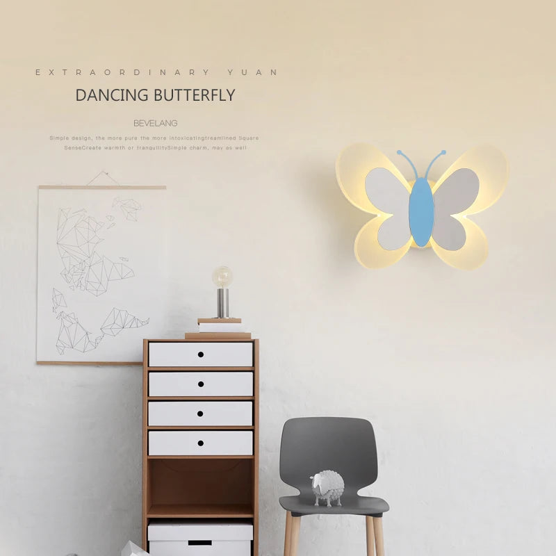 Modern Children's Room Butterfly Wall Light For Bedroom Bedside Wall Lamp Creative Personality Wall Decor LED Butterfly Sconce