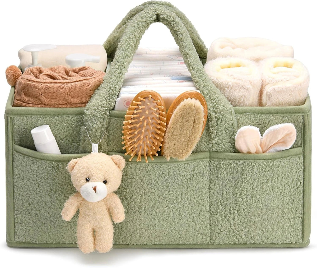 Aplus Diaper Caddy Organizer For Changing Table Plush Teddy Bear Diaper Storage Basket Model TB01