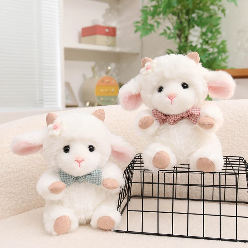 Nice 1pc 23cm Cute White Sheep Plush Toy With Pink Ears And Removable Apron Soft Stuffed Lamb Doll For Girls Birthday Gift