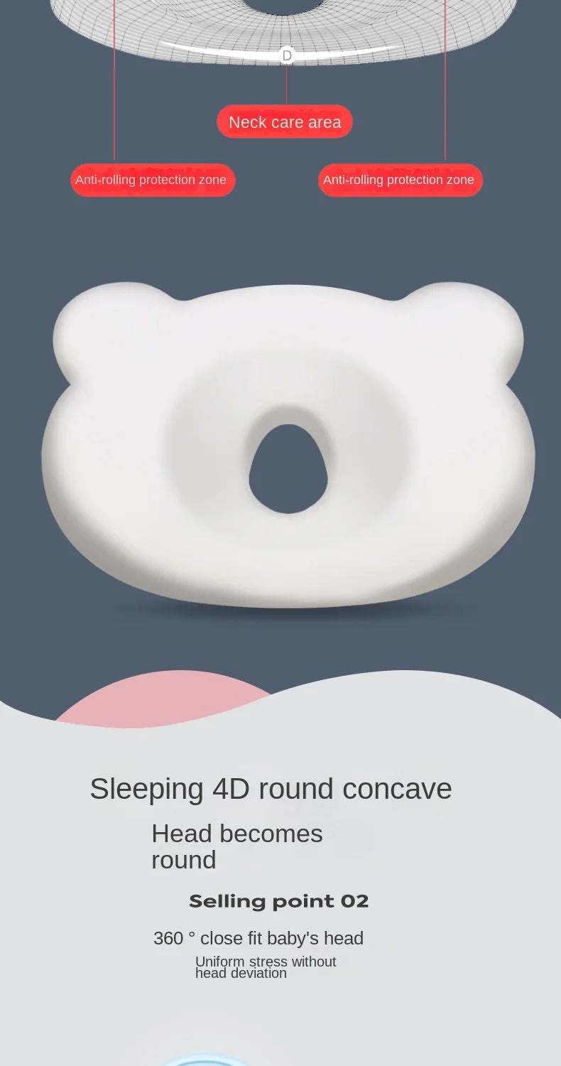 Baby Pillow Shaped Pillow Anti-head Deflection Flat Head  Pointed Baby Pillow Memory Foam