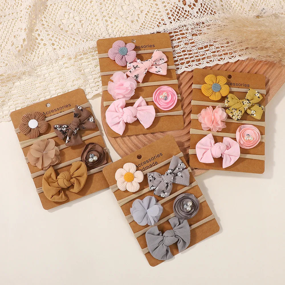 5Pcs/Set Cute Bowknot Hairbands Baby Headband Girls Newborn Flower Boutique Headdress Handmade Hair Accessories