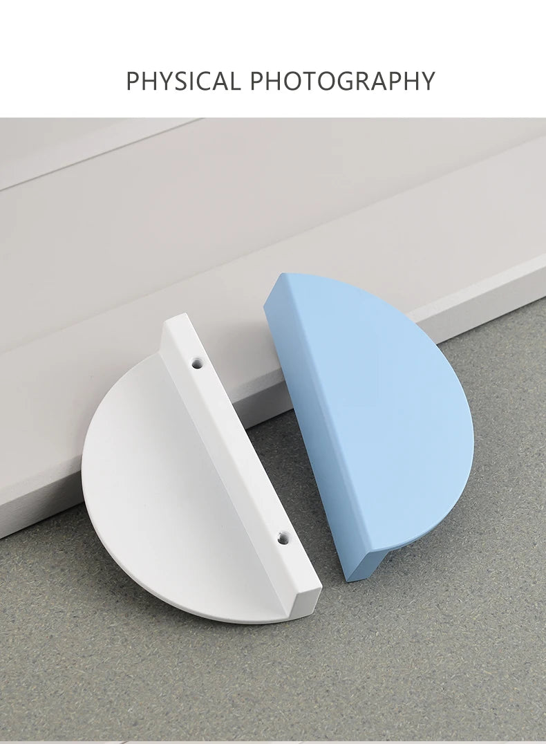 Wardrobe Door Handle Half Round Kitchen Cabinet Knobs Dresser Drawer Handle Colorful Pink Blue Green White Knobs For Furniture