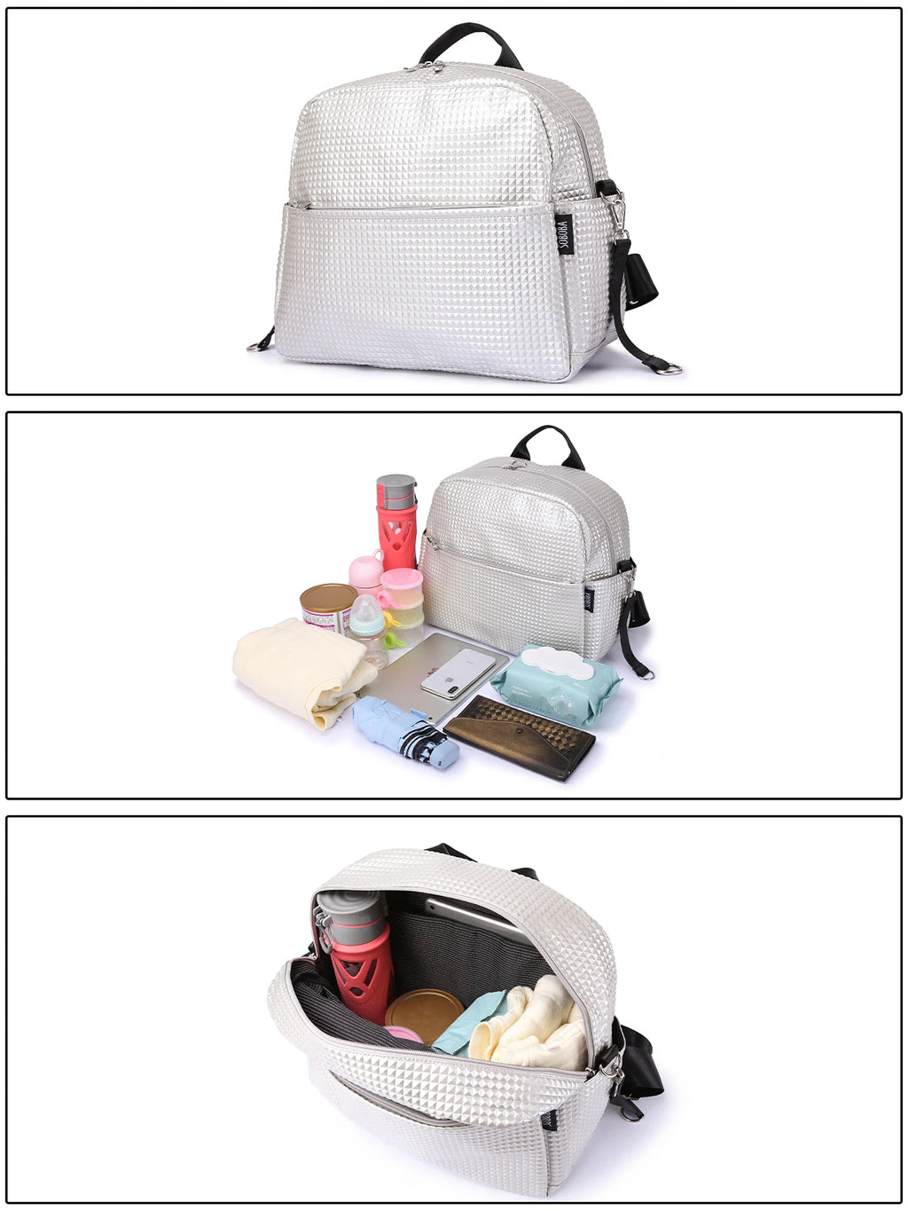 Soboba Stylish Mother Diaper Backpacks Large Capacity Waterproof Environmental Fabric Diaper Bag for Mommy Fashion Nappy Bag