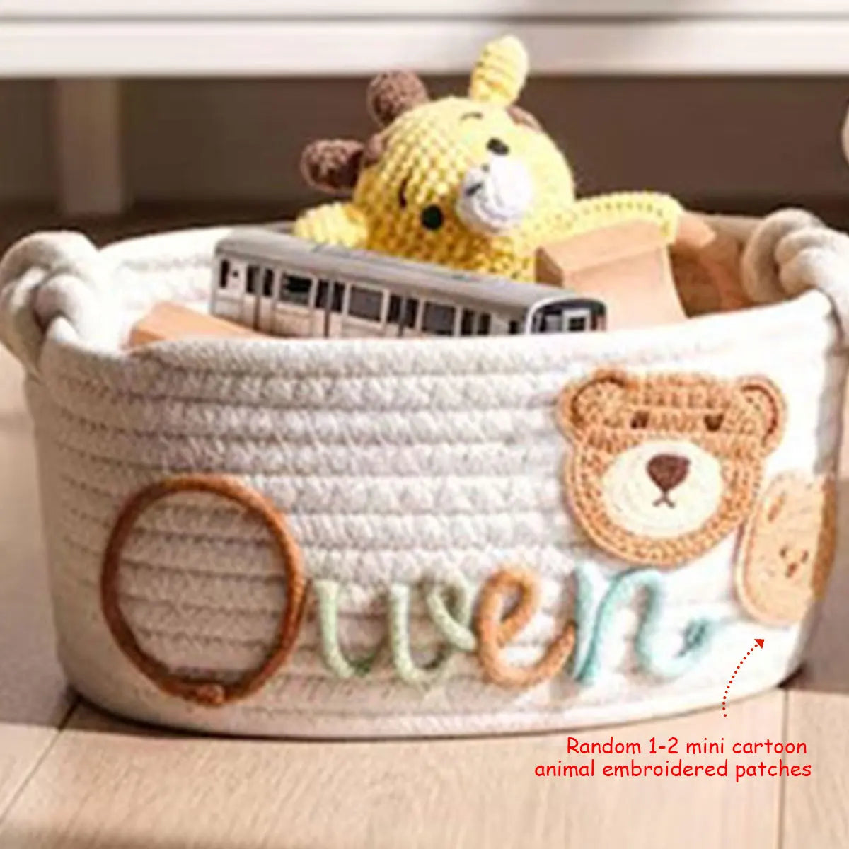 Personalized Cotton Rope Storage Basket with Letter – Handmade Gift & Easter Basket
