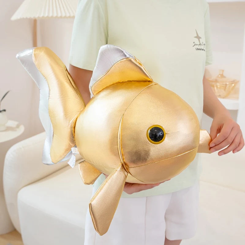 Lucky Koi Goldfish Shaped Plush Toy Soft PU Leather Cartoon Fish Doll Home Decor  Kids Birthday Gift Animal Cushion Throw Pillow