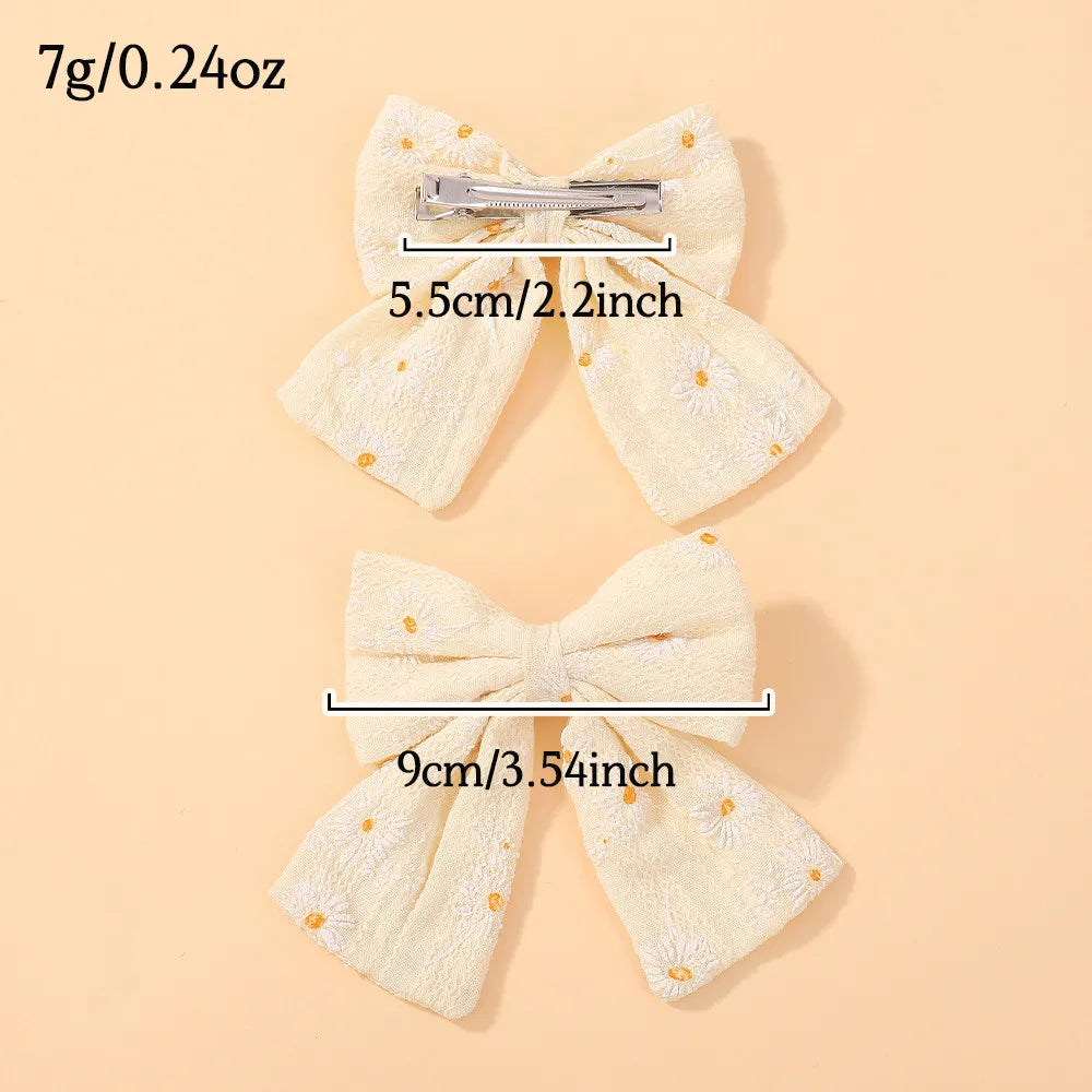 10pcs/set Cotton Flower Bowknot Hair Clips for Kids Girls Sweet Hairpin Barrettes Ponytail Clip Hair Accessories Headwear